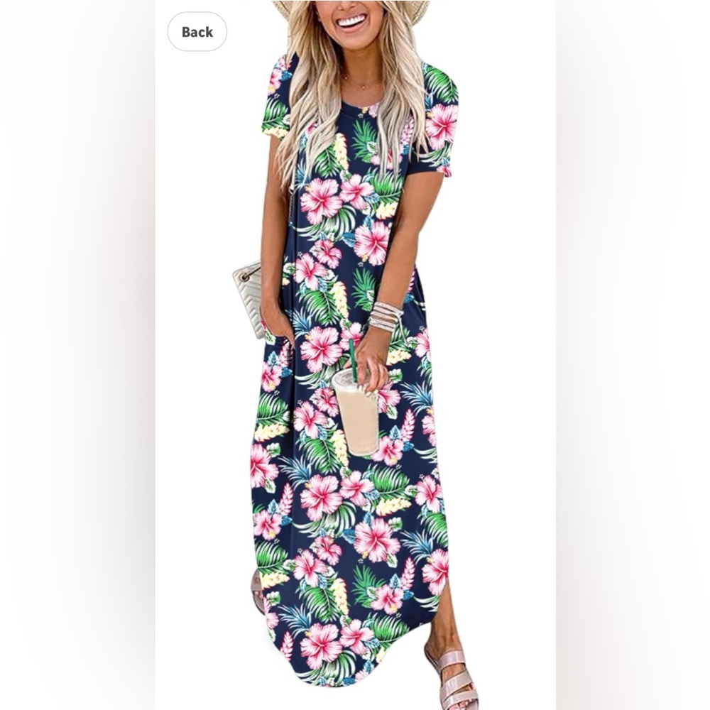 NWT Women’s Summer Maxi Dress, Short Sleeve, Beach Vacation Dress